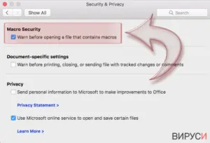Disable Macros on Mac OS X. Step 3