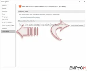 Disable Macros on Windows. Step 3
