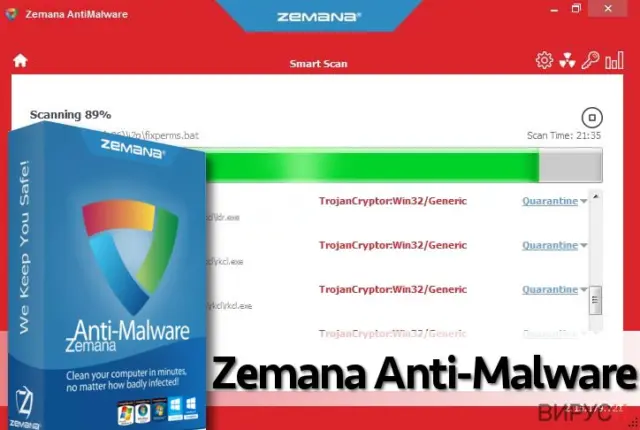 Screenshot of Zemana scan
