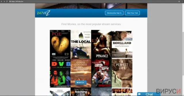 The example of 247vidz virus