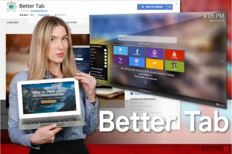 Image of the Better Tab extension virus