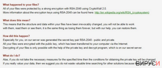 Message from CryptoWall 2.0