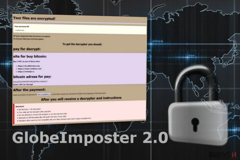 The image of GlobeImposter 2.0 ransomware virus