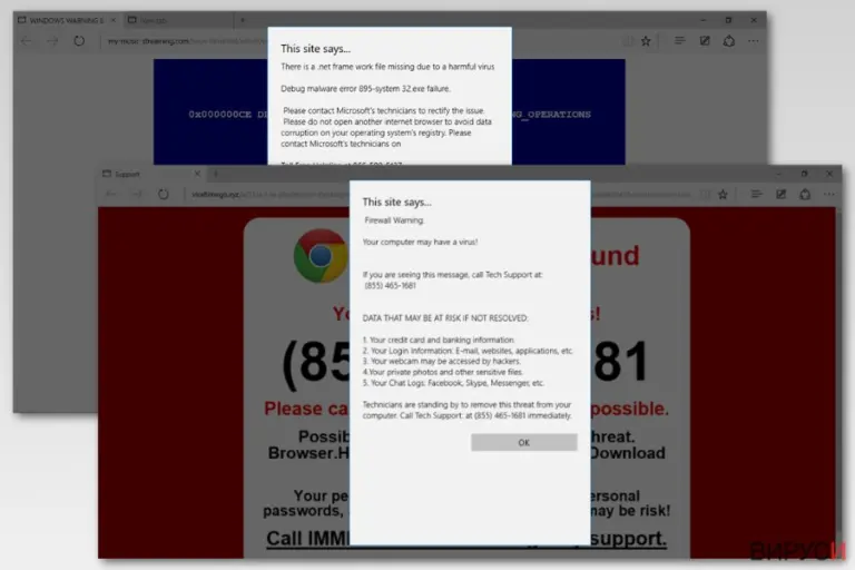 Microsoft Edge virus examples