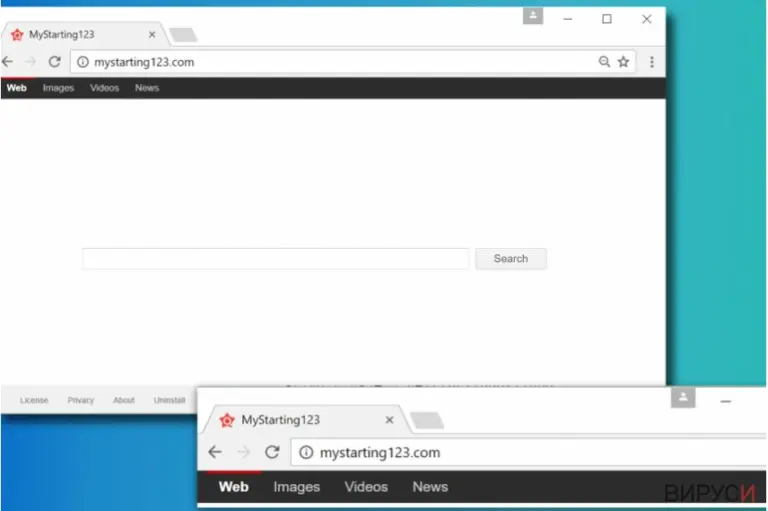 Picture of MyStarting123.com virus