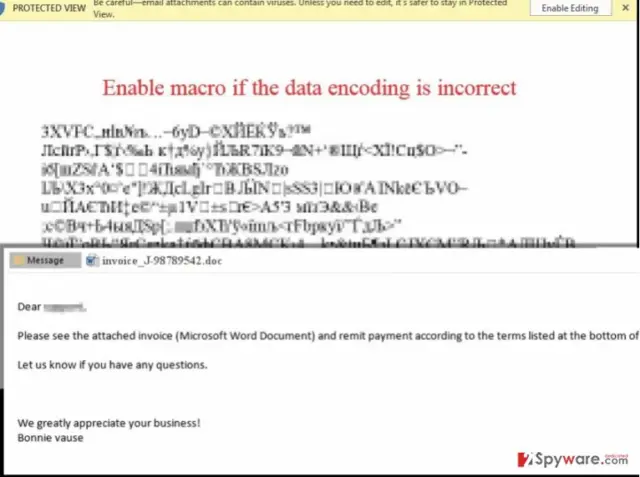 .locky file extension virus activates itself using Macros function