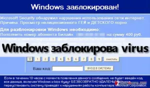 Windows zablokirovan virus
