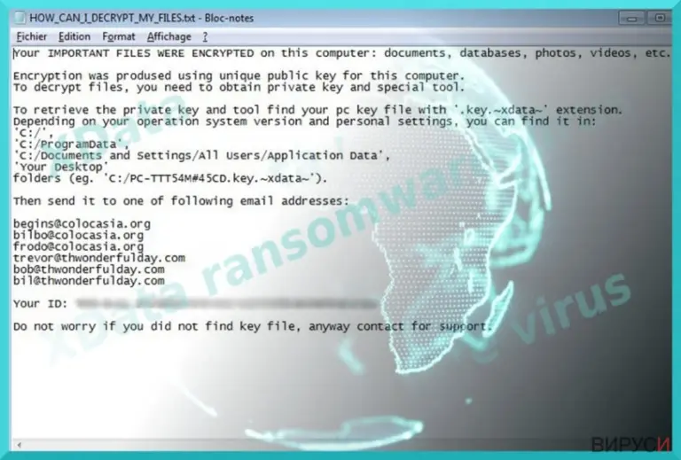 The image displaying XData virus